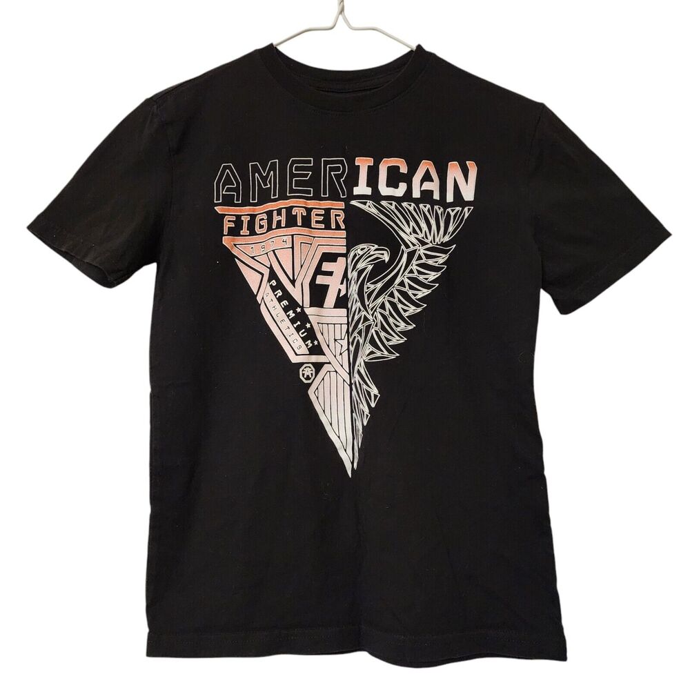 American Fighter Boys Tee Size S Black Orange Short Sleeve Crew Neck Shirt